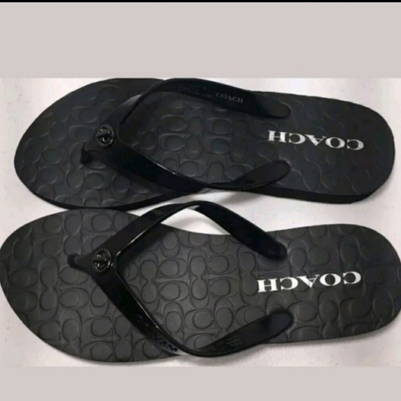 NEW ☆ Coach ☆ Navy Abbigail Jelly PVC Plastic Embossed Logo Thong Flip Flops 5-6 - Picture 9 of 9